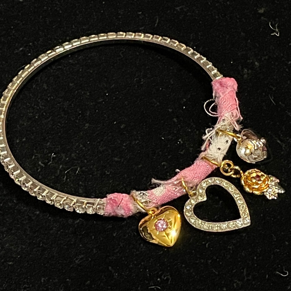 ⭐️Adorned Crown rhinestone bangle heart charm